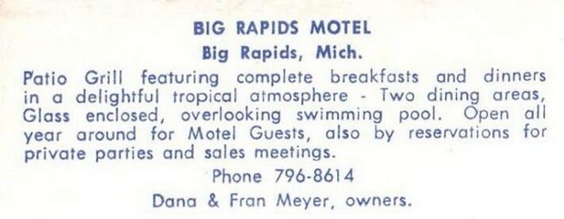Big Rapids Motel - Vintage Postcard (newer photo)